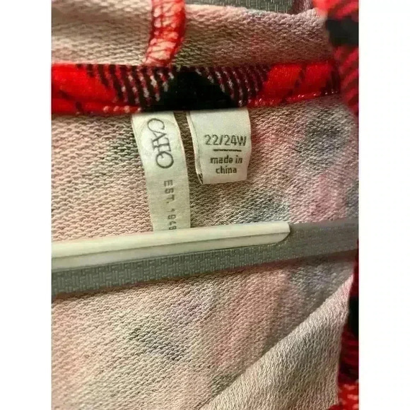 Cato Plus Christmas Plaid Lightweight Hooded Tunic, 22/24W - Picture 4 of 5
